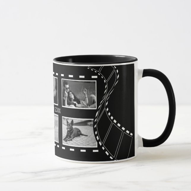 Black and White Film Reel Custom Photo Mug (Right)