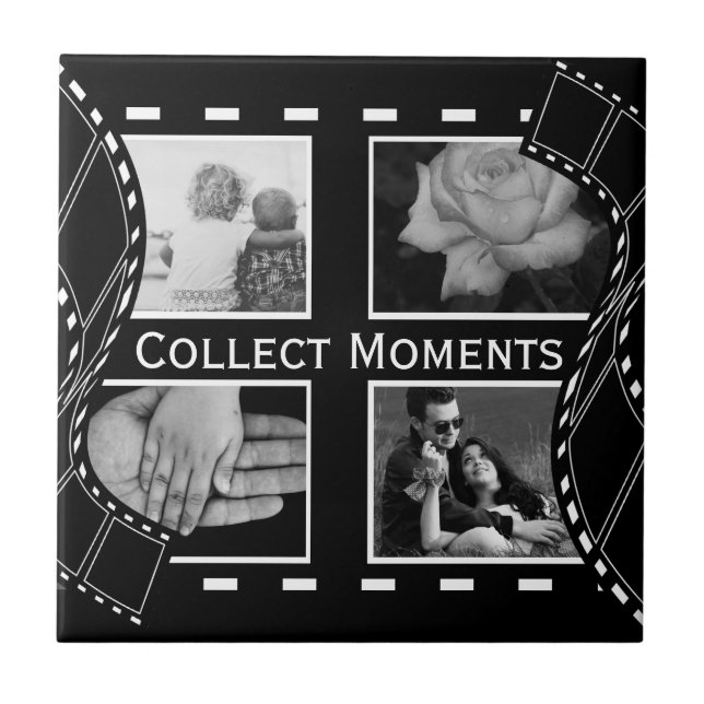Black and White Film Reel Custom Photo Tile (Front)