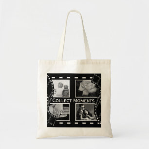 Black and White Film Reel Custom Photo Tote Bag