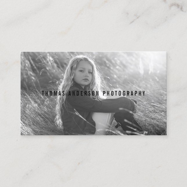 Black and White Filter Photo Overlay Business Card (Front)