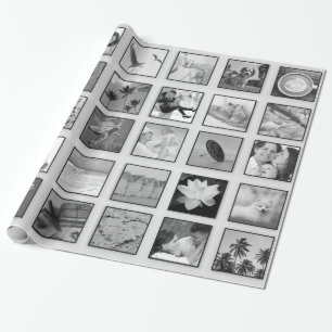 Black and White Filtered Custom Photo Collage Wrapping Paper