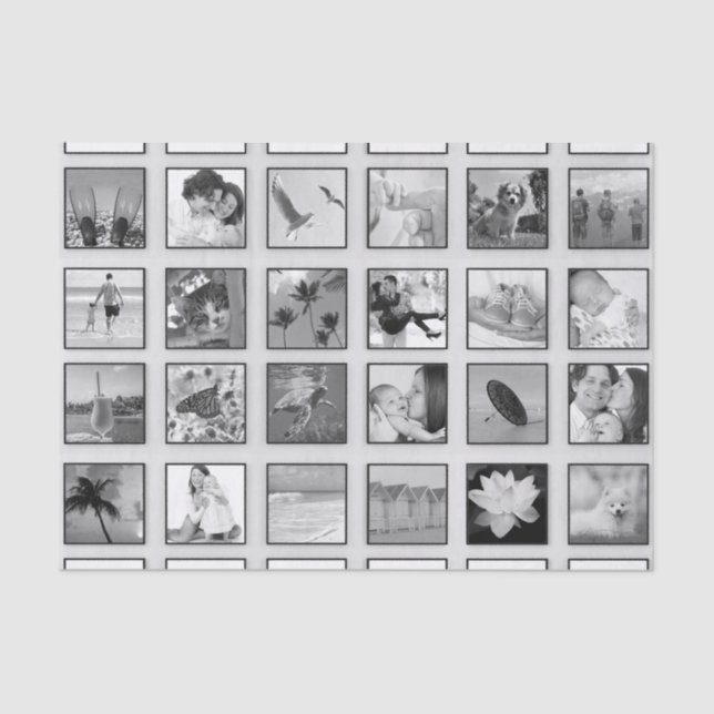 Black and White Filtered Photo Collage Tissue Paper (Front)