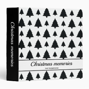 Black And White Fir Christmas Tree Pattern & Text Binder