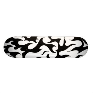 black and white fire design skateboard