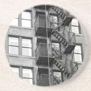 Black and White Fire Escape Coaster