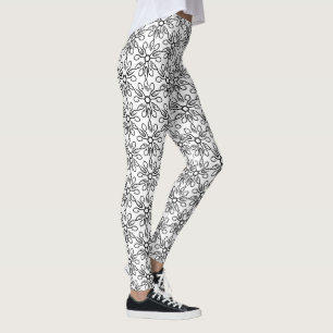 Black and White Fish and Hook Pattern Leggings