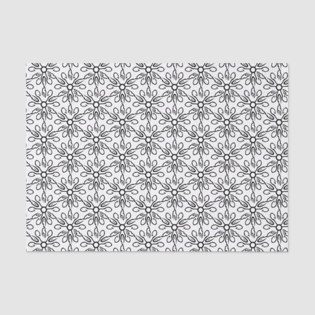 Black and White Fish and Hook Pattern Tissue Paper (Front)