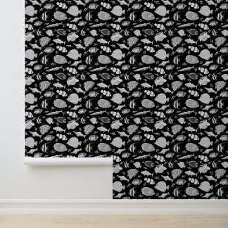 Black and White fish pattern Wallpaper