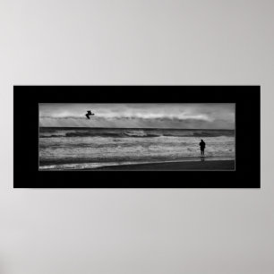 Black and White Fishing Photo Poster