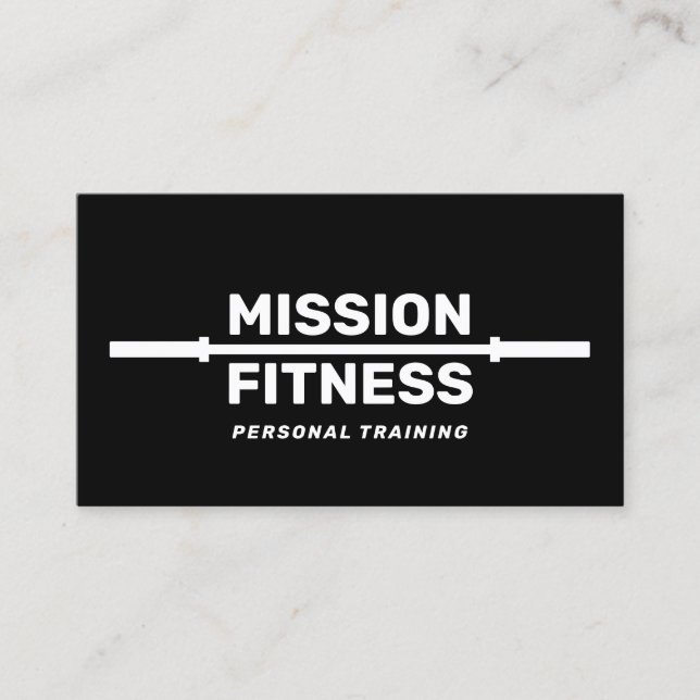 Black and White Fitness Personal Trainer Training Business Card (Front)