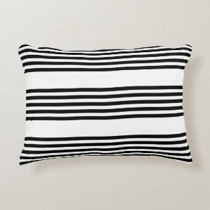 Black and white five stripe pattern accent pillow