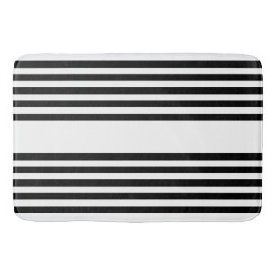 Black and white five stripe pattern bath mat