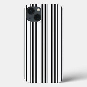 Black and white five stripe pattern iPhone 13 case