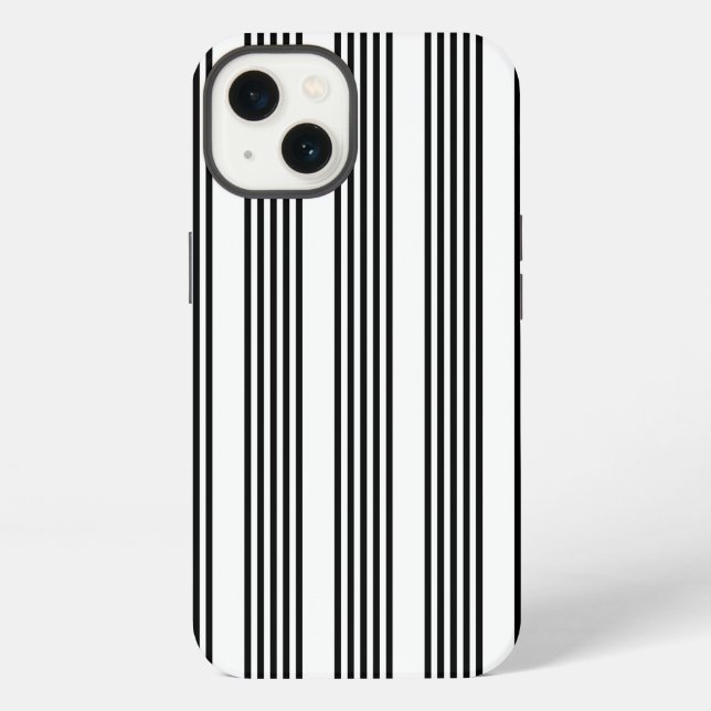 Black and white five stripe pattern iPhone case (Back)