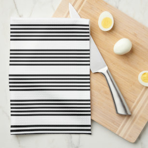 Black and white five stripe pattern kitchen towel
