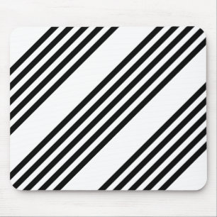 Black and white five stripe pattern mouse pad