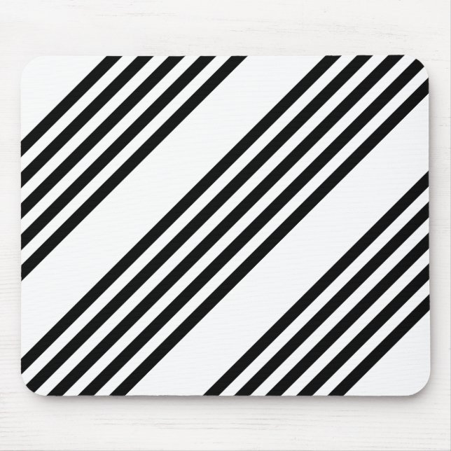 Black and white five stripe pattern mouse pad (Front)