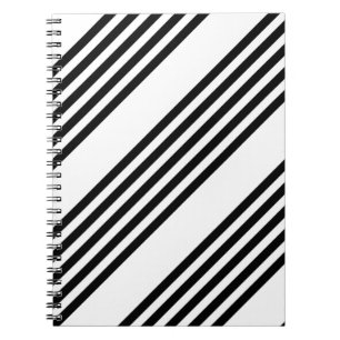 Black and white five stripe pattern notebook