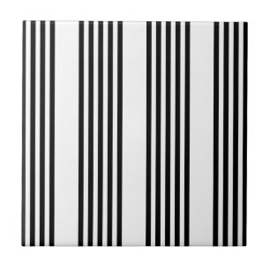 Black and white five stripe pattern tile