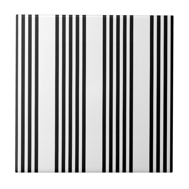 Black and white five stripe pattern tile (Front)
