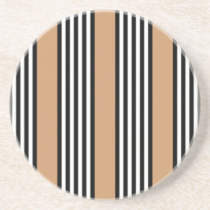 Black and white five stripe pattern with tan coaster