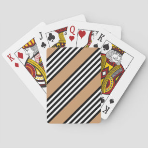 Black and white five stripe pattern with tan playing cards
