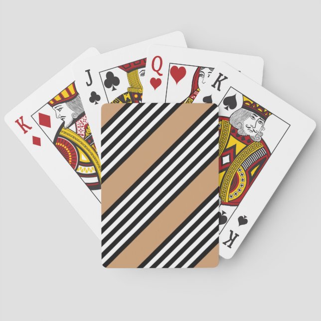 Black and white five stripe pattern with tan playing cards (Back)