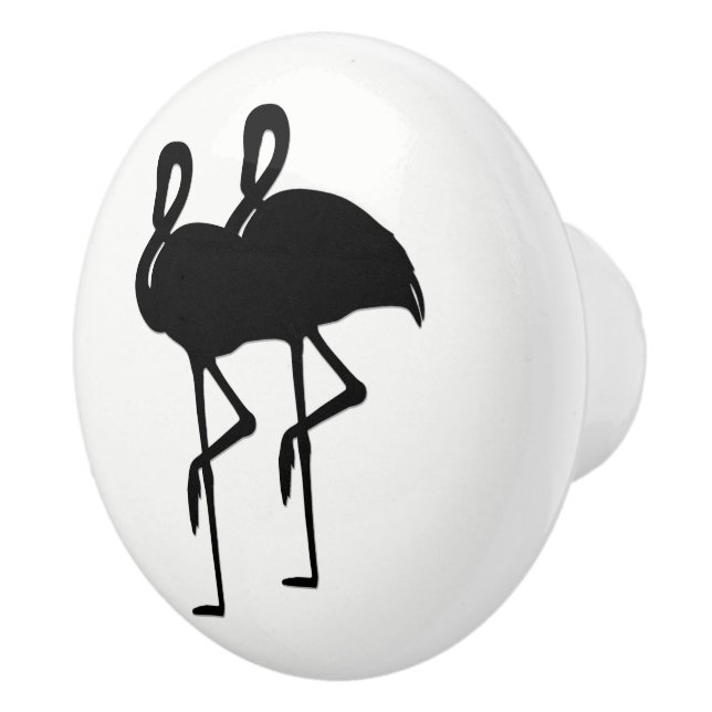 Black and White Flamingo Ceramic Knob (Right)