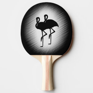 Black and White Flamingo Ping Pong Paddle