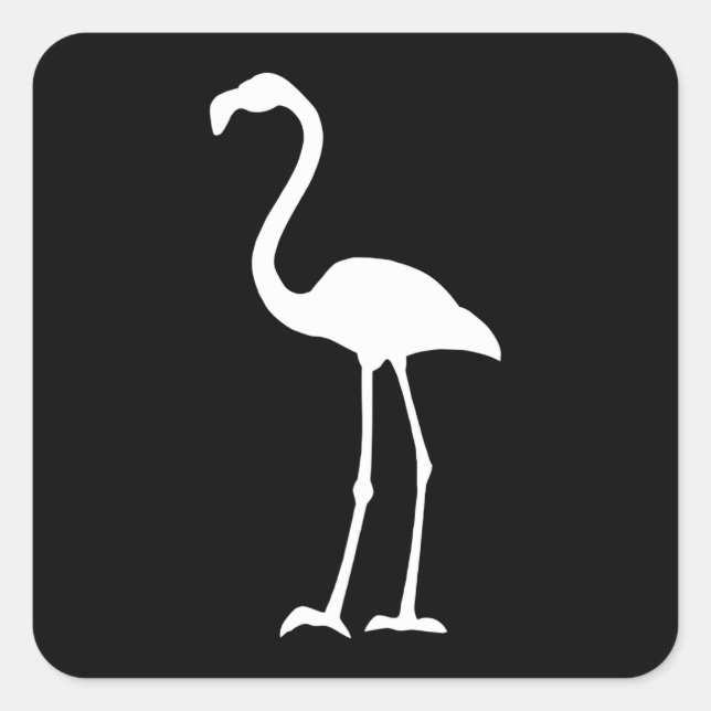 Black and White Flamingo Square Sticker (Front)