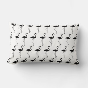 Black and White Flamingos Lumbar Pillow