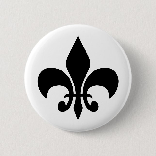Black and White Fleur de Lis 2 Inch Round Button (Front)