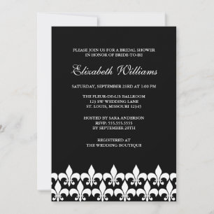 Black and White Fleur de Lis Bridal Shower Invitation