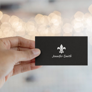 Black and White Fleur de Lis Business Card