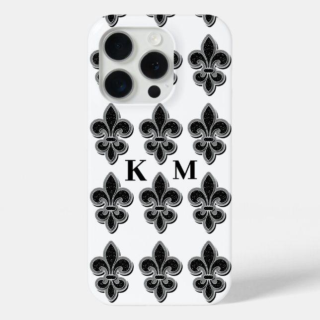 Black and White Fleur De Lis  Case-Mate iPhone Case (Back)