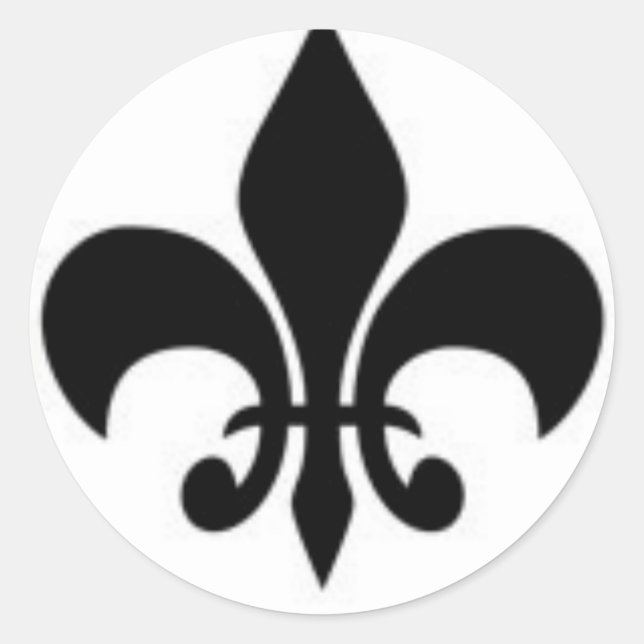 Black And White Fleur De  Lis Classic Round Sticker (Front)