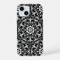 Black and white fleur de lis floral pattern
