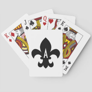 Black and White Fleur de Lis Monogram Playing Cards