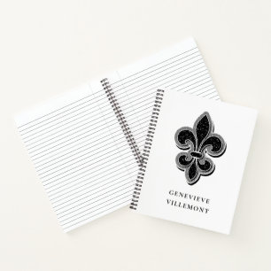 Black and White Fleur De Lis Notebook