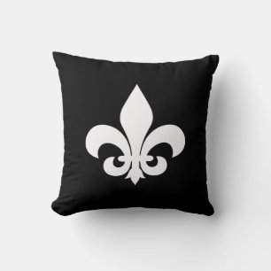 Black and White Fleur de Lis Throw Pillow
