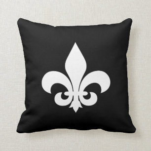 Black and White Fleur de Lis Throw Pillow