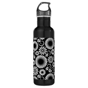Black and white floral 710 ml water bottle