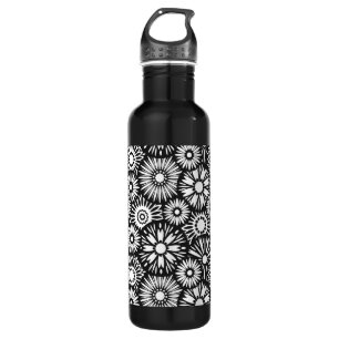 Black and white floral 710 ml water bottle