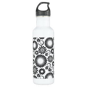 Black and white floral 710 ml water bottle