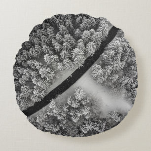 BLACK AND WHITE FLORAL AREA RUG ROUND PILLOW