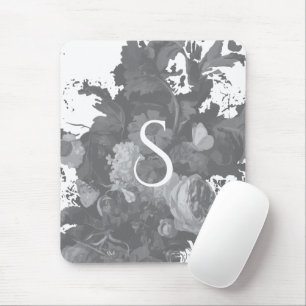 Black and White Floral Artistic Personalized Gift Mouse Pad