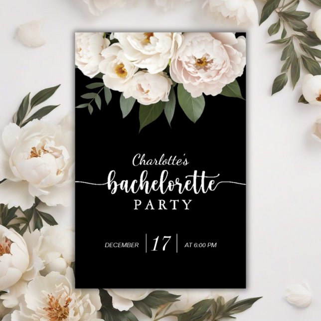 Black And White Floral Bachelorette Party Poster (Creator Uploaded)