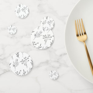 Black and White Floral Boho Wedding Confetti