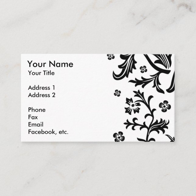 Black and White Floral Business Cards (Front)