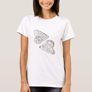 Black and White Floral Butterfly T-Shirt